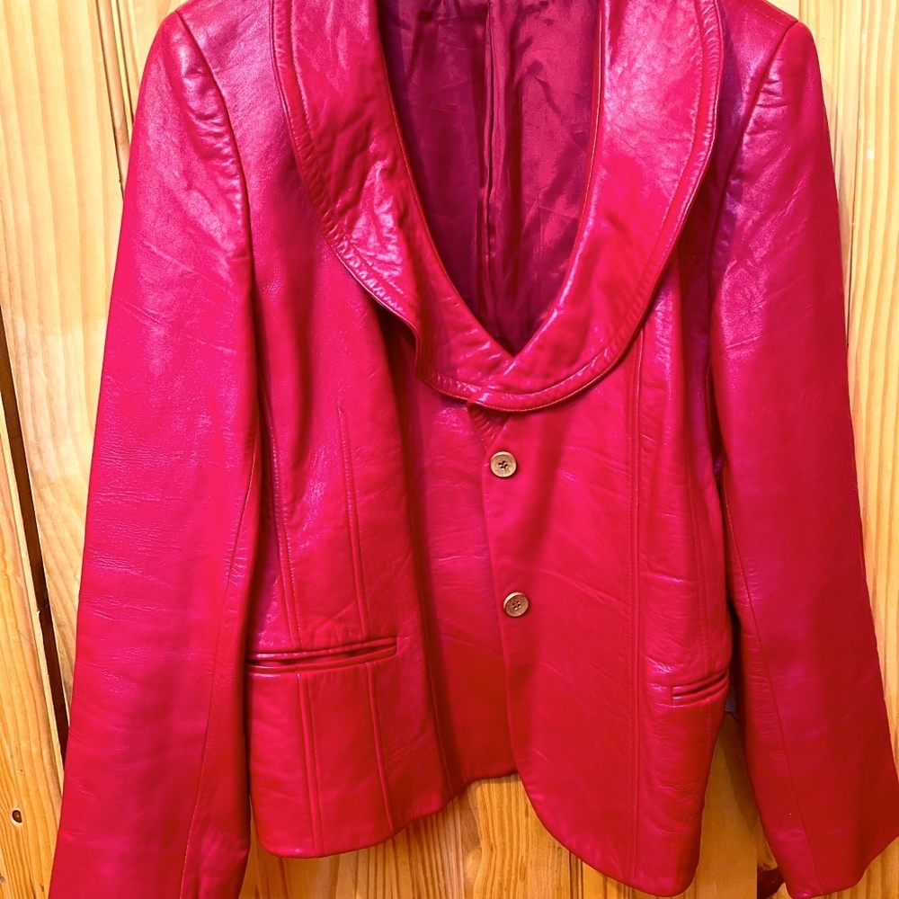 Gently used Vintage red leather jacket